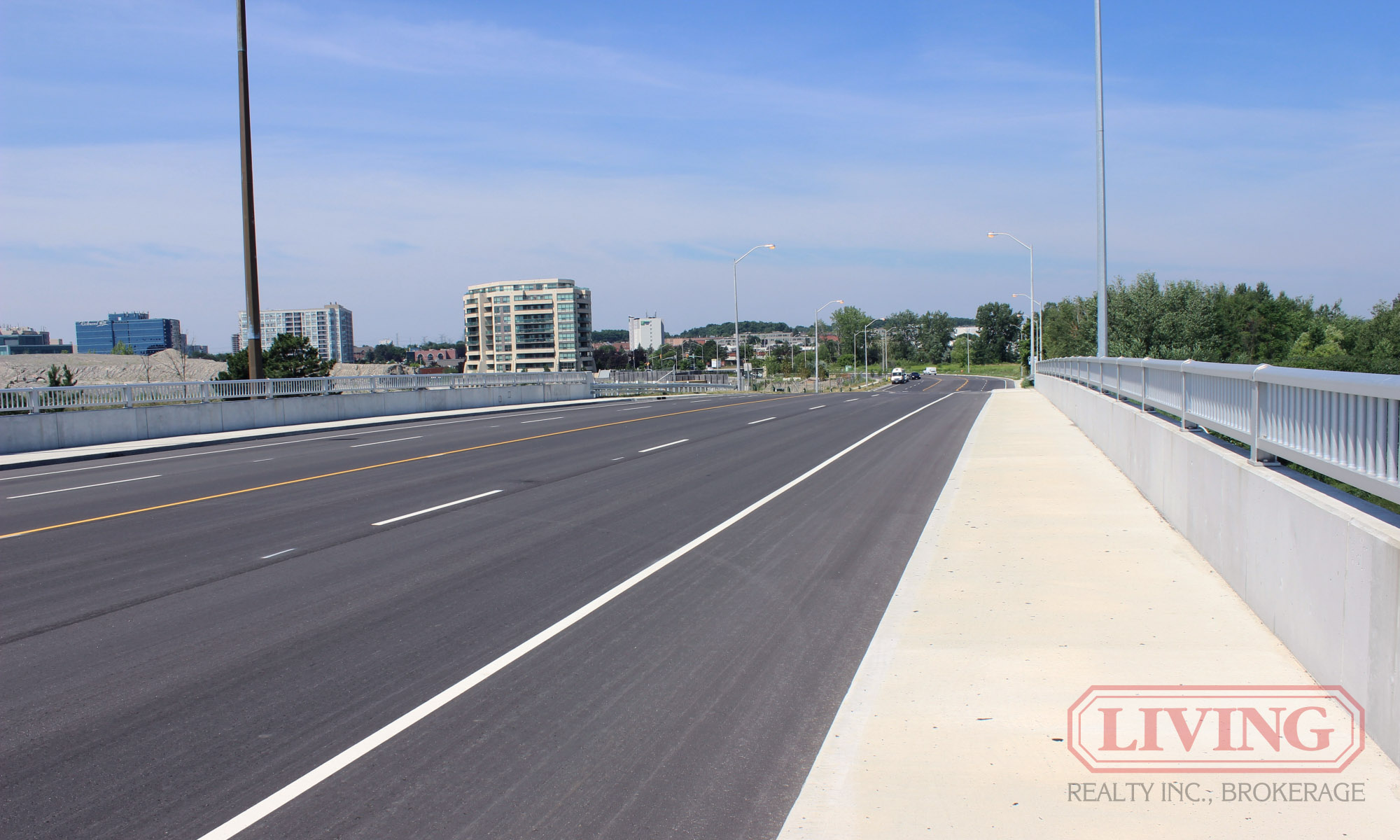 Looking west on the new bridge over Highway 404